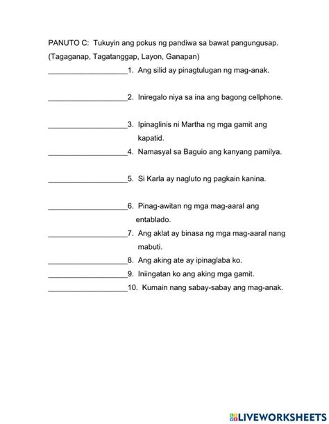 Worksheet 2.2: POKUS NG PANDIWA .